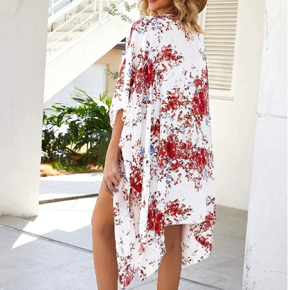Cotton Flower Print Kimono - Picture 2 of 3